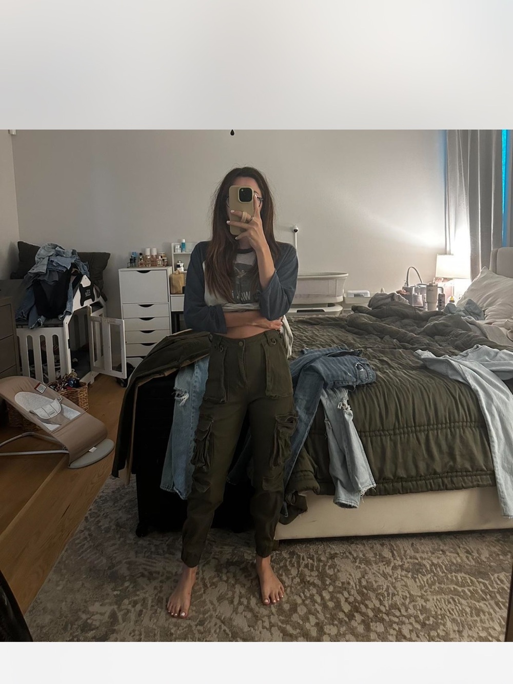 Fashion Nova High-Waist Olive Cargo Joggers